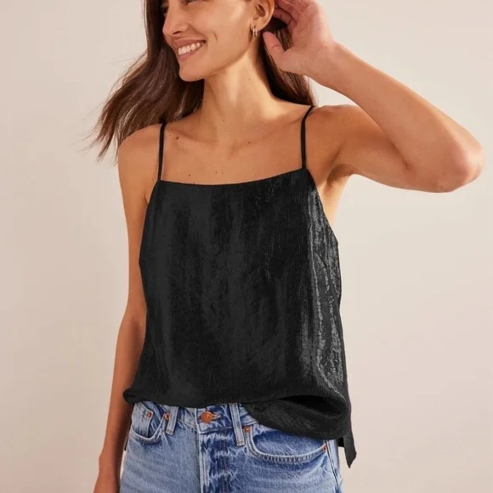 Boden Black Shine Tank NWT 8